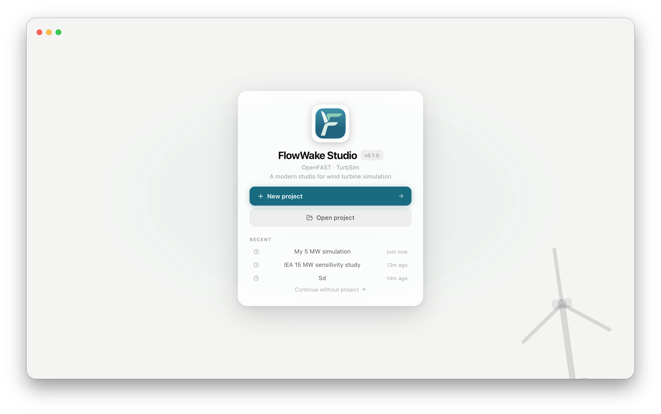 FlowUrja Studio welcome screen